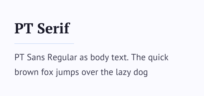 PT Serif + PT Sans font pairing preview